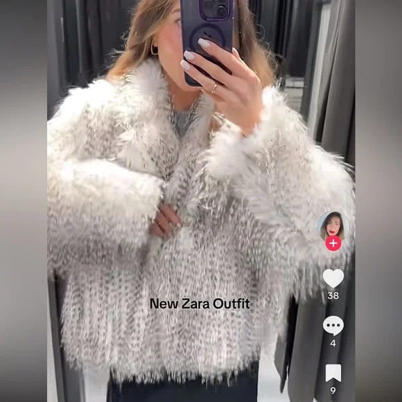 ZARA SHORT FAUX FUR COAT - Picture 4 of 16
